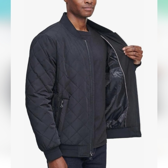 Calvin Klein Men's Dark Gray Quilted Bomber Jacket - Picture 3 of 5